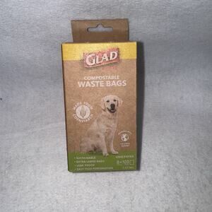 Glad Compostable Waste Bags XL Poop Bags Leak Proof Unscented 8 Rolls (120bags)